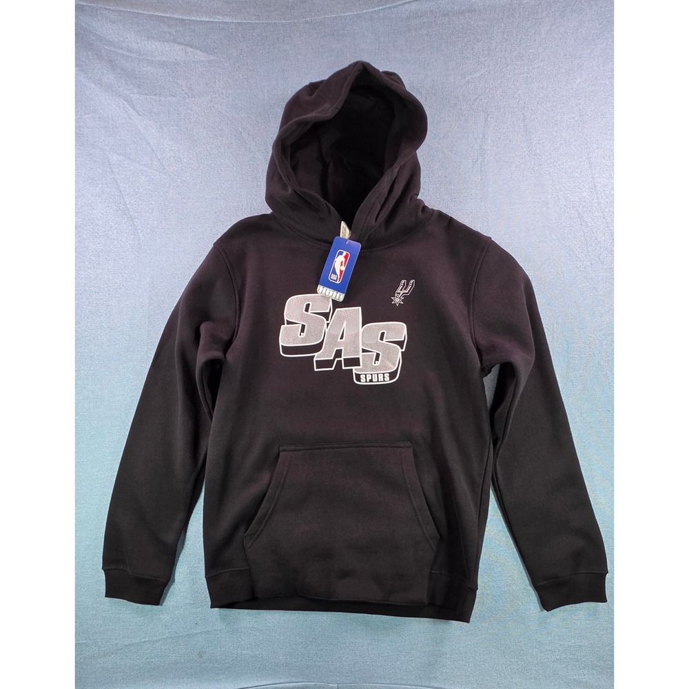 NBA San Antonio Spurs Hoodie Black SAS Graphic Pullover Outerstuff XL 18/20 NWT